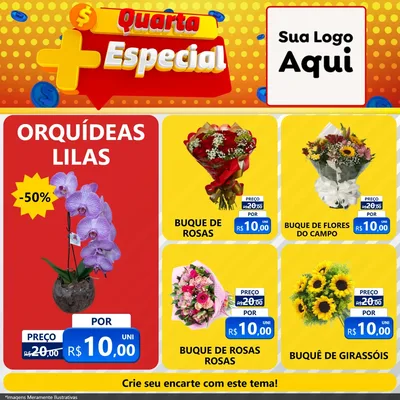 Modelo de Rede Social para Feed Facebook com o tema Quarta Mais Especial para Floricultura e jardim