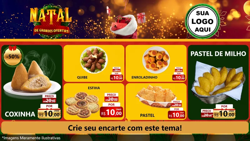 Modelo de TV para TV Horizontal com o tema Natal de Grandes Ofertas para Salgadaria