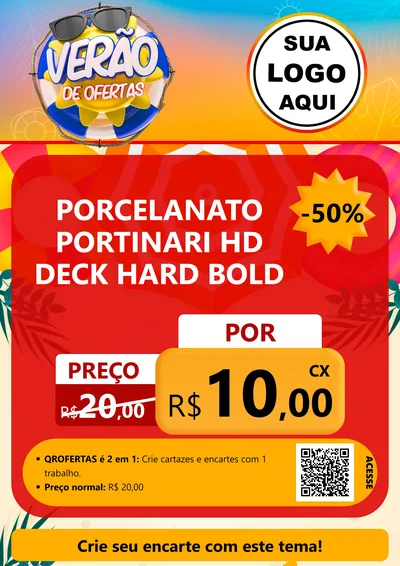 Modelo de Cartaz para Cartaz A4 Vertical com o tema Verão de Ofertas para Pisos e revestimentos