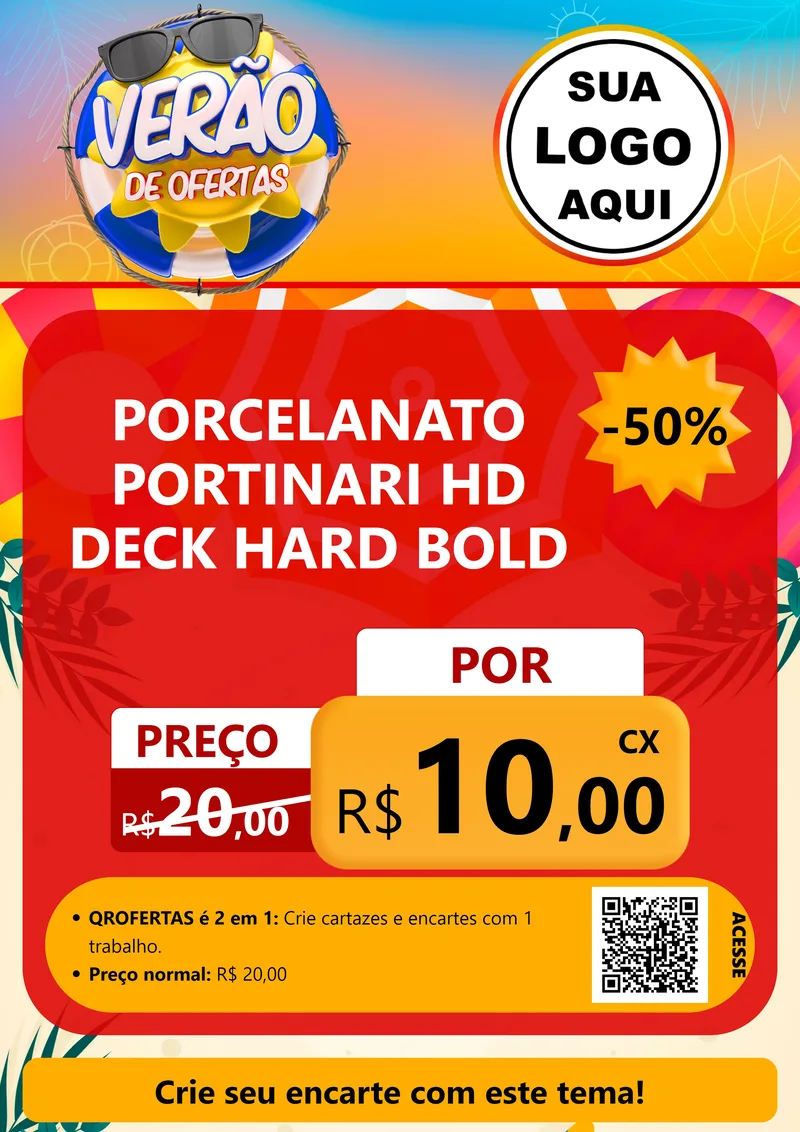 Modelo de Cartaz para Cartaz A4 Vertical com o tema Verão de Ofertas para Pisos e revestimentos
