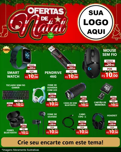 Modelo de Rede Social para Feed Instagram com o tema Ofertas de Natal para Informática