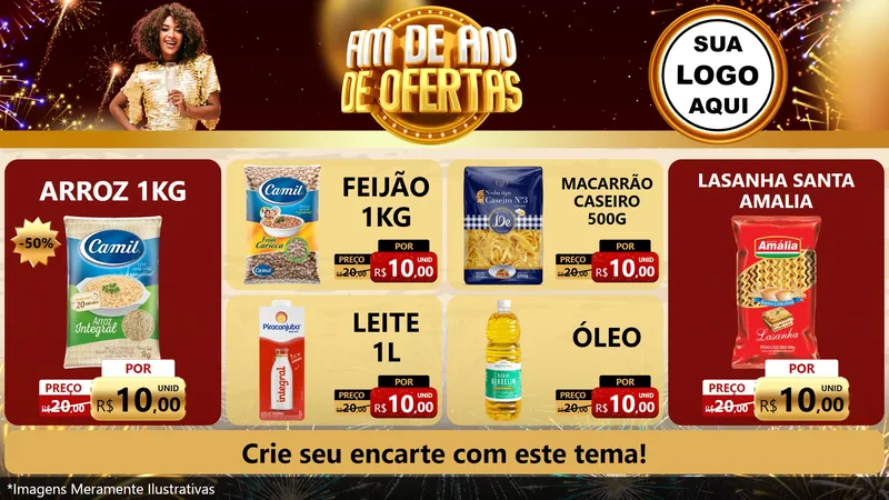 Modelo de TV para TV Horizontal com o tema Fim de Ano de Ofertas para Supermercado