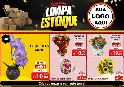 Modelo de Encarte para Encarte A4 Horizontal com o tema Operação Limpa Estoque para Floricultura e jardim