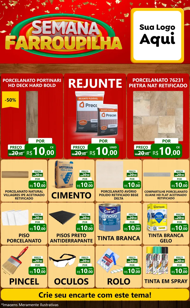 Modelo de Encarte para Encarte Grande com o tema Semana Farroupilha para Pisos e revestimentos
