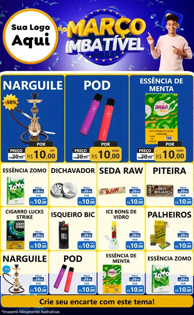 Modelo de Encarte para Encarte Grande com o tema Março Imbatível para Tabacaria