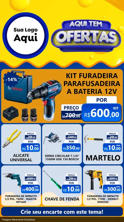 Modelo de Rede Social para Stories com o tema Aqui Tem Ofertas para Maquinas e Ferramentas