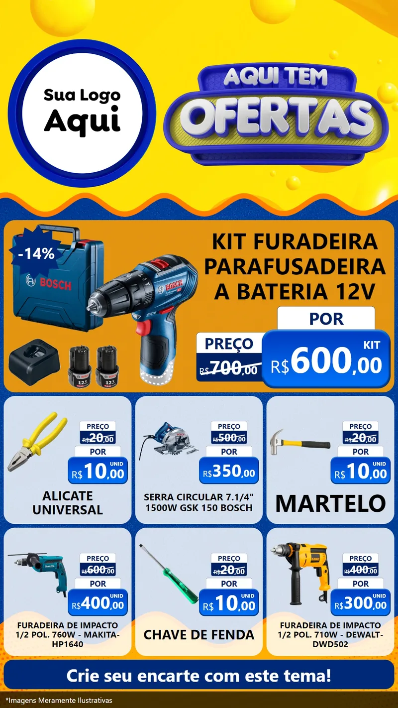 Modelo de Rede Social para Stories com o tema Aqui Tem Ofertas para Maquinas e Ferramentas