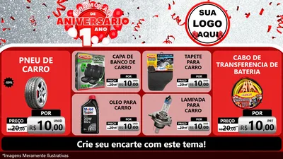 Modelo de TV para TV Horizontal com o tema Promoção de Aniversário - 1 Ano para Auto peças