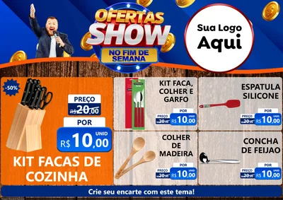 Modelo de Encarte para Encarte A4 Horizontal com o tema Ofertas Show No Fim De Semana para Utilidades Domésticas