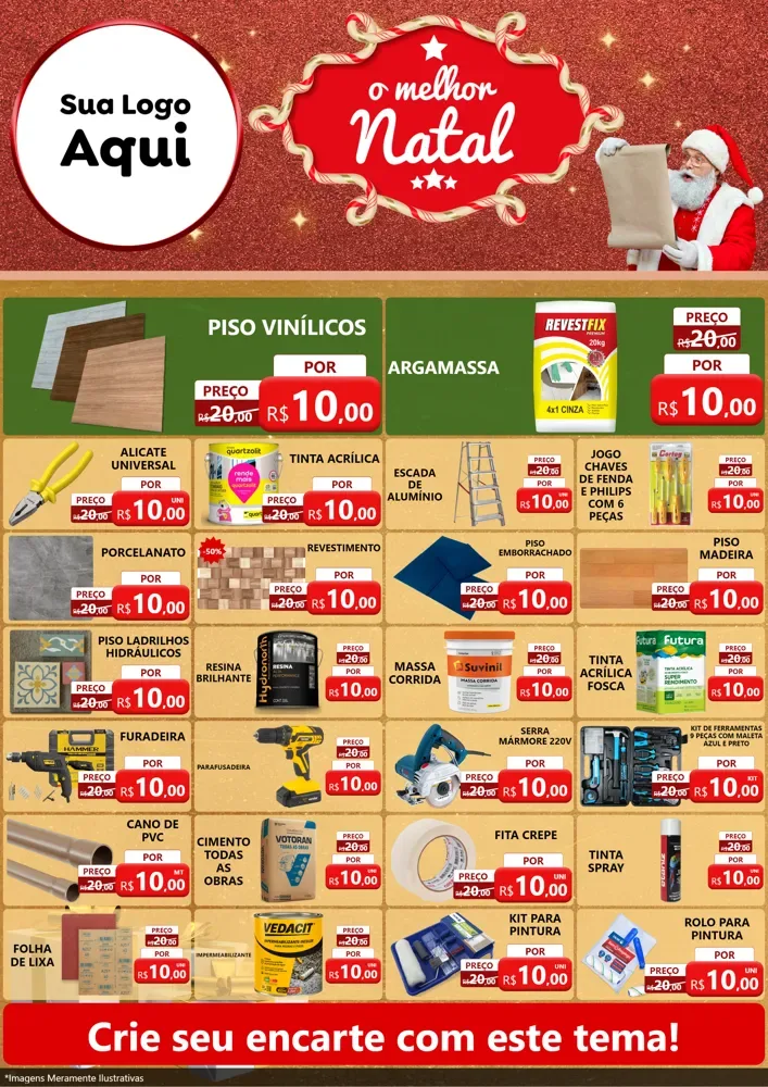Modelo de Encarte para Encarte A4 Vertical com o tema O Melhor Natal para Material para Construção