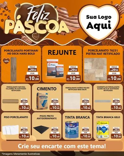 Modelo de Rede Social para Feed Instagram com o tema Feliz Páscoa para Pisos e revestimentos