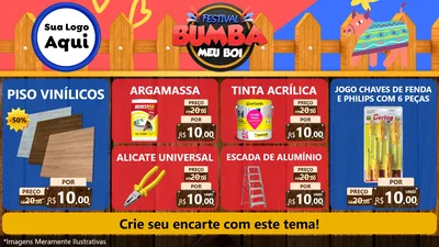 Modelo de TV para TV Horizontal com o tema Festival Bumba Meu Boi para Material para Construção