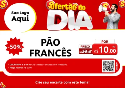 Modelo de Cartaz para Cartaz A4 Horizontal com o tema Ofertão do dia para Padaria