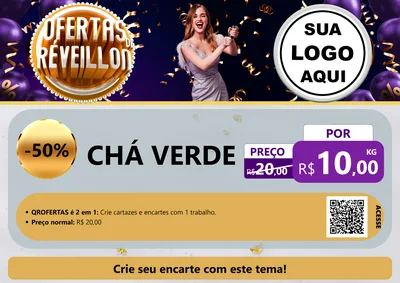 Modelo de Cartaz para Cartaz A4 Horizontal com o tema Ofertas de Réveillon para Produtos Naturais