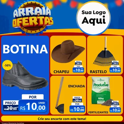 Modelo de Rede Social para Feed Facebook com o tema Arraiá de Ofertas - Junina para Agropecuária