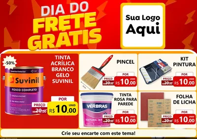 Modelo de Encarte para Encarte A4 Horizontal com o tema Dia do Frete Grátis para Tintas e Ferramentas