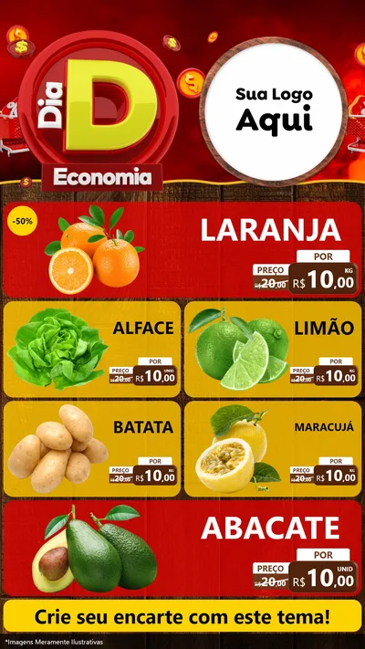 Modelo de TV para TV Vertical com o tema Dia D Economia para Hortifrúti