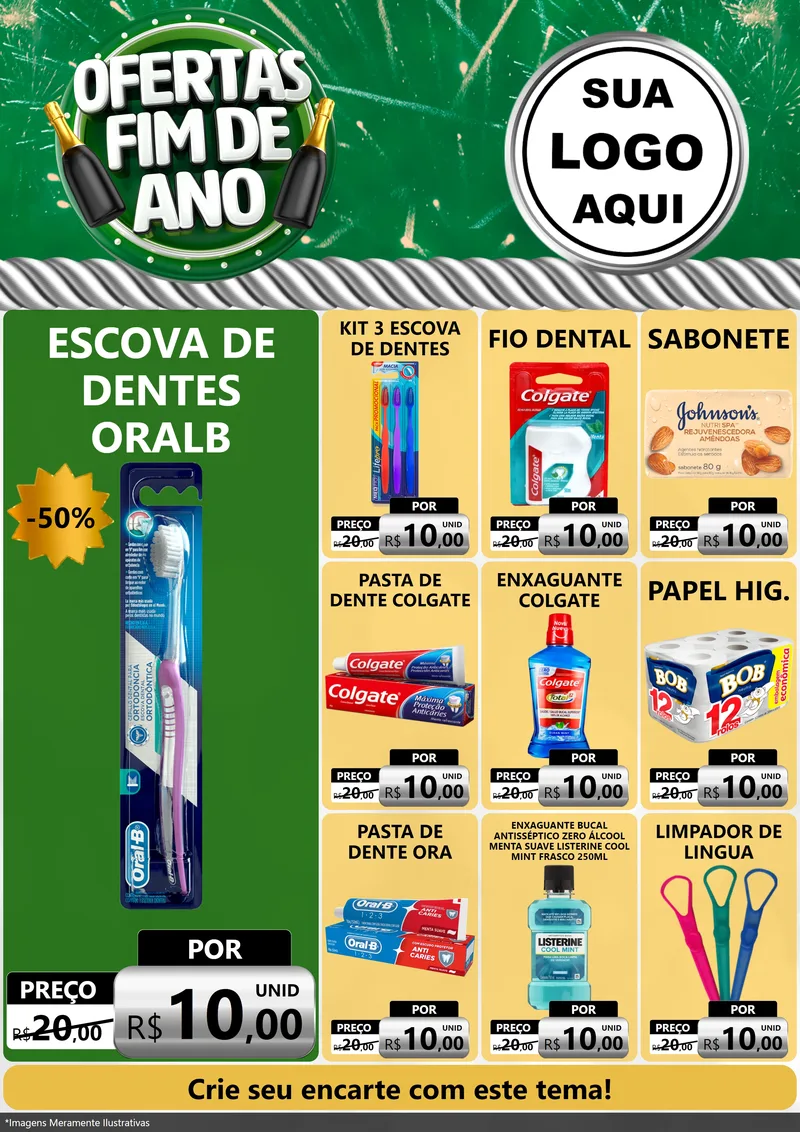 Modelo de Encarte para Encarte A4 Vertical com o tema Ofertas Fim de Ano para Higiene Pessoal