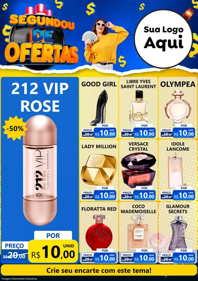 Modelo de Encarte para Encarte A4 Vertical com o tema Segundou de Ofertas para Perfumes