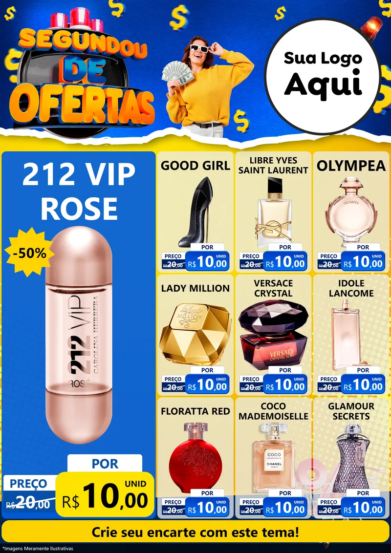 Modelo de Encarte para Encarte A4 Vertical com o tema Segundou de Ofertas para Perfumes
