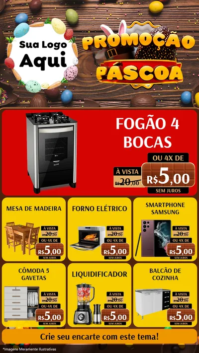Modelo de Rede Social para Stories com o tema Promoção Páscoa para Móveis e Eletro