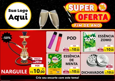 Modelo de Encarte para Encarte A4 Horizontal com o tema Super Oferta Fim de Ano para Tabacaria