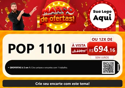 Modelo de Cartaz para Cartaz A4 Horizontal com o tema Março de Ofertas! para Concessionaria de Motos