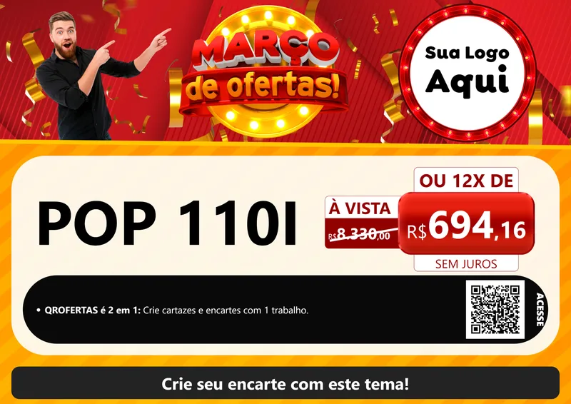 Modelo de Cartaz para Cartaz A4 Horizontal com o tema Março de Ofertas! para Concessionaria de Motos