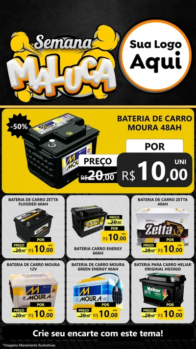 Modelo de Rede Social para Stories com o tema Semana Maluca para Baterias Elétricas
