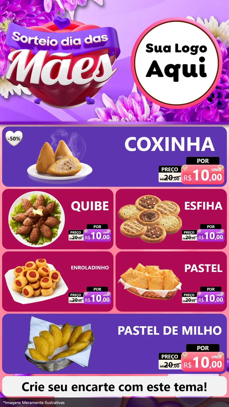 Modelo de TV para TV Vertical com o tema Sorteio Dia das Mães para Salgadaria