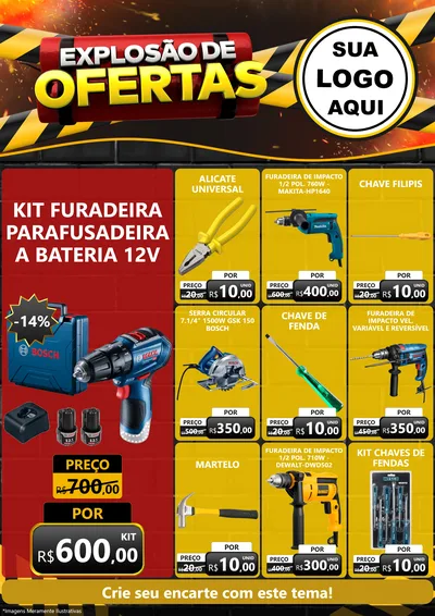 Modelo de Encarte para Encarte A4 Vertical com o tema Explosão de Ofertas para Maquinas e Ferramentas