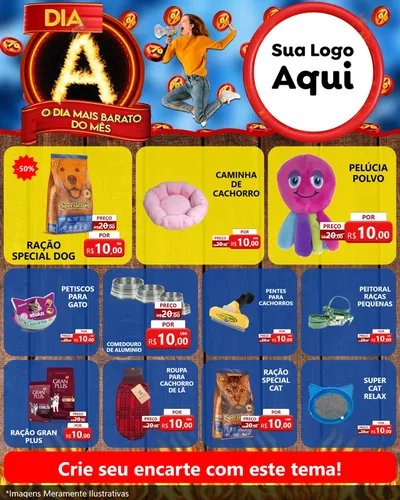 Modelo de Rede Social para Feed Instagram com o tema Dia A - O Dia Mais Barato Do Mês para Pet Shop