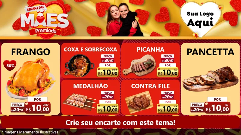 Modelo de TV para TV Horizontal com o tema Semana das Mães Premiada para Assados
