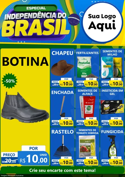Modelo de Encarte para Encarte A4 Vertical com o tema Especial Independência do Brasil para Agropecuária