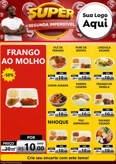 Modelo de Encarte para Encarte A4 Vertical com o tema Super Segunda Imperdível para Restaurante
