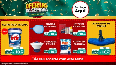 Modelo de TV para TV Horizontal com o tema Ofertas da Semana Farroupilha para Produtos para Piscina