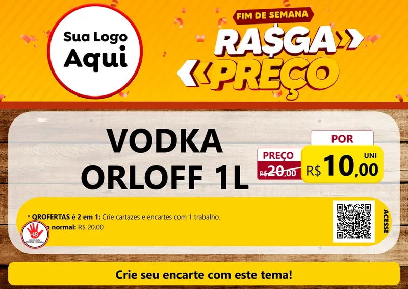 Modelo de Cartaz para Cartaz A4 Horizontal com o tema Fim de Semana Rasga Preços para Distribuidora de bebidas