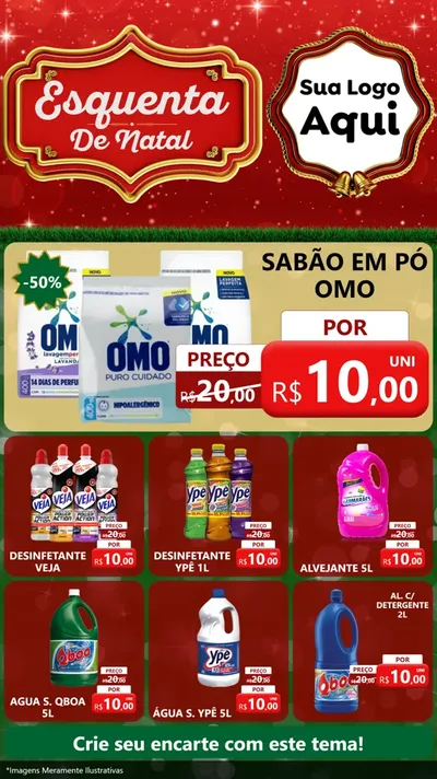 Modelo de Rede Social para Stories com o tema Esquenta de Natal para Produtos de Limpeza