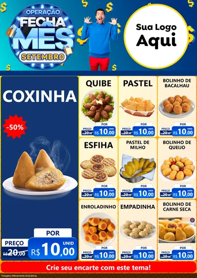 Modelo de Encarte para Encarte A4 Vertical com o tema Operação Fecha Mês Setembro para Salgadaria