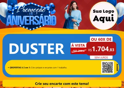 Modelo de Cartaz para Cartaz A4 Horizontal com o tema Promoção de Aniversário para Concessionaria de Carros