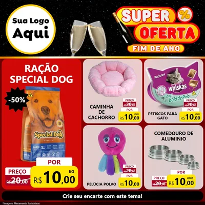 Modelo de Rede Social para Feed Facebook com o tema Super Oferta Fim de Ano para Pet Shop