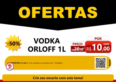 Modelo de Cartaz para Cartaz A4 Horizontal com o tema Ofertas Preto e Vermelho Cartaz para Distribuidora de bebidas