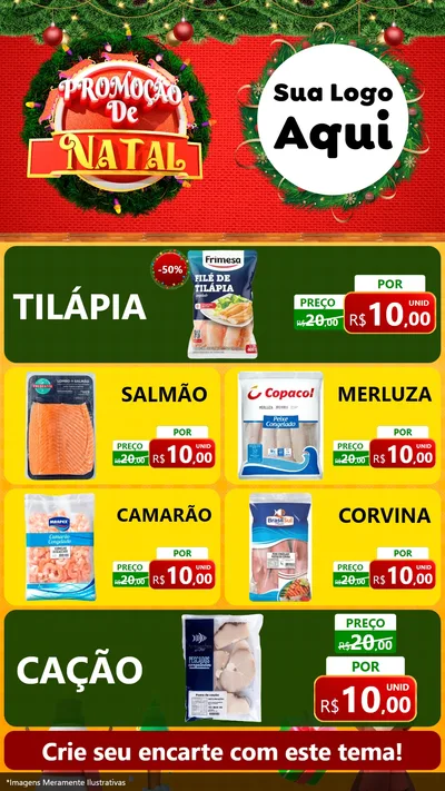 Modelo de TV para TV Vertical com o tema Promoção de Natal para Peixaria