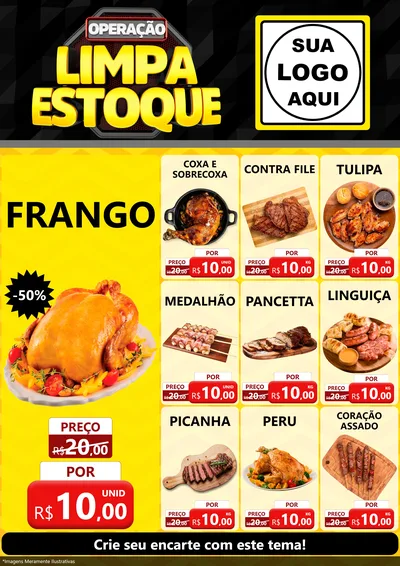 Modelo de Encarte para Encarte A4 Vertical com o tema Operação Limpa Estoque para Assados