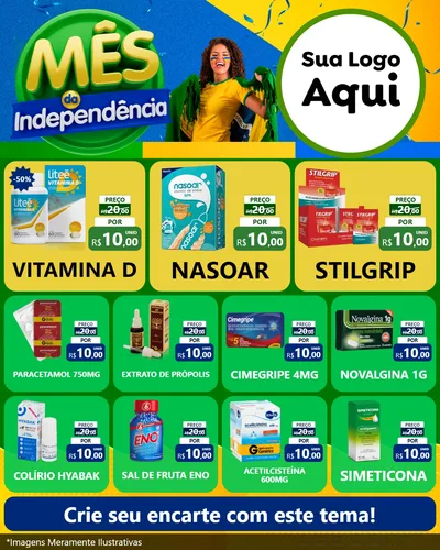 Modelo de Rede Social para Feed Instagram com o tema Mês da Independência para Farmácia