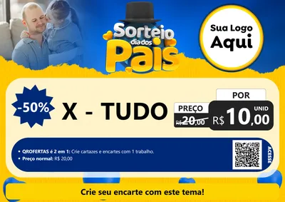Modelo de Cartaz para Cartaz A4 Horizontal com o tema Sorteio Dia Dos Pais para Hamburgueria