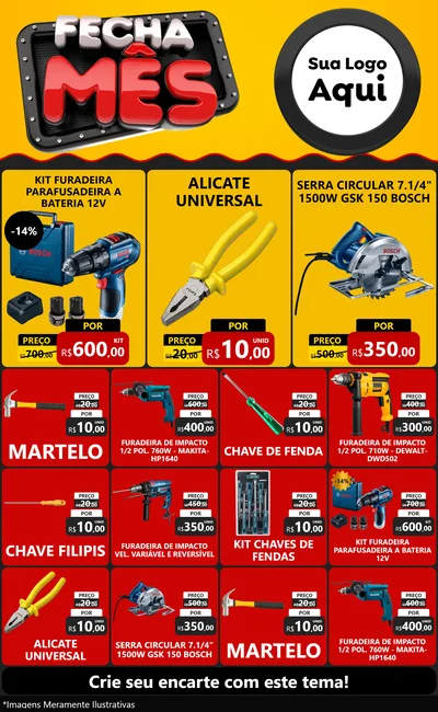 Modelo de Encarte para Encarte Grande com o tema Fecha Mês para Maquinas e Ferramentas