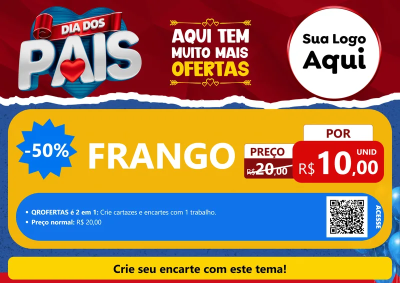 Modelo de Cartaz para Cartaz A4 Horizontal com o tema Dia dos Pais para Assados