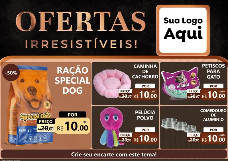 Modelo de Encarte para Encarte A4 Horizontal com o tema Ofertas Irresistíveis! para Pet Shop