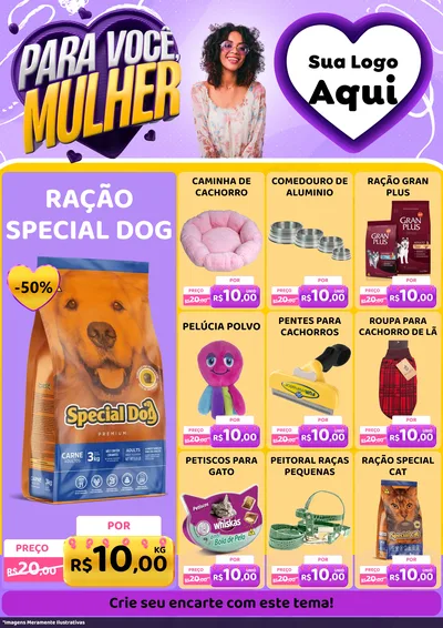 Modelo de Encarte para Encarte A4 Vertical com o tema Para Você, Mulher para Pet Shop